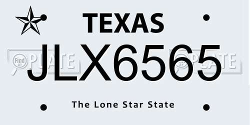 JLX6565 Texas License Plate