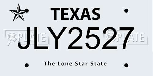 JLY2527 Texas License Plate