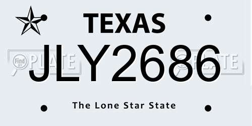 JLY2686 Texas License Plate