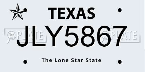 JLY5867 Texas License Plate