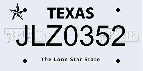 JLZ0352 Texas License Plate
