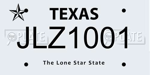 JLZ1001 Texas License Plate