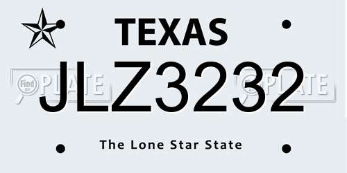 JLZ3232 Texas License Plate