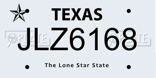 JLZ6168 Texas License Plate