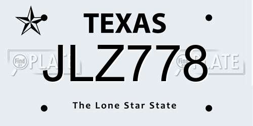 JLZ778 Texas License Plate