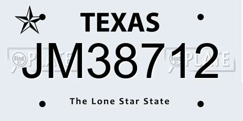 JM38712 Texas License Plate