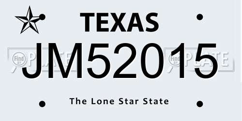 JM52015 Texas License Plate