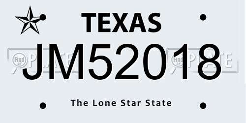 JM52018 Texas License Plate