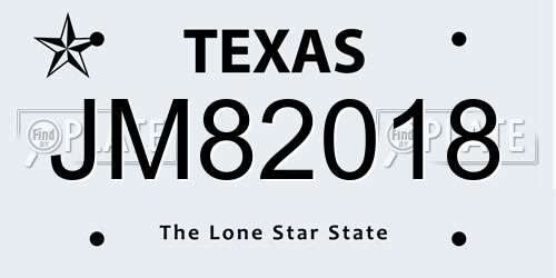 JM82018 Texas License Plate