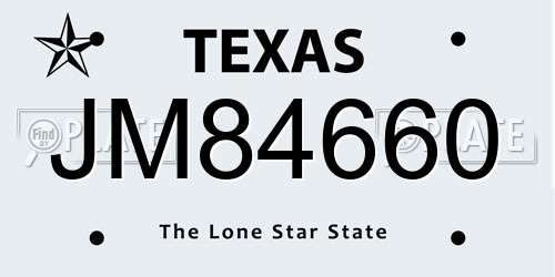 JM84660 Texas License Plate