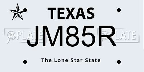 JM85R Texas License Plate
