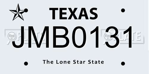 JMB0131 Texas License Plate