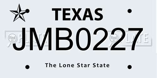 JMB0227 Texas License Plate
