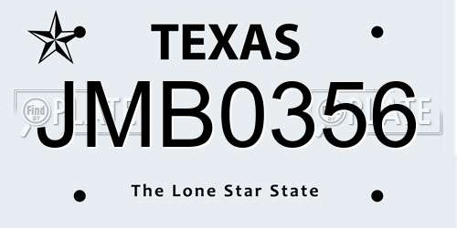 JMB0356 Texas License Plate