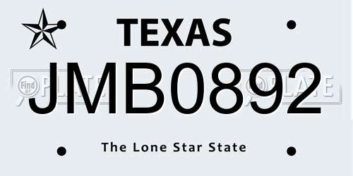 JMB0892 Texas License Plate