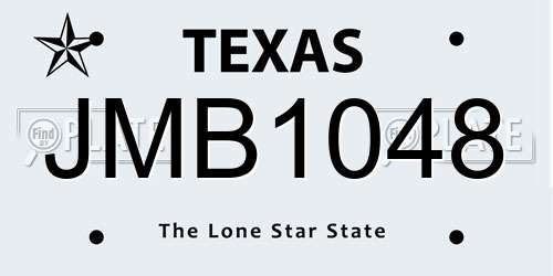 JMB1048 Texas License Plate