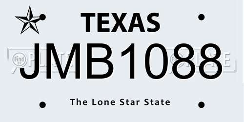 JMB1088 Texas License Plate