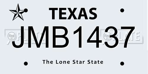 JMB1437 Texas License Plate