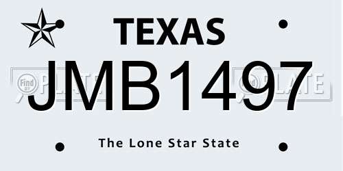 JMB1497 Texas License Plate