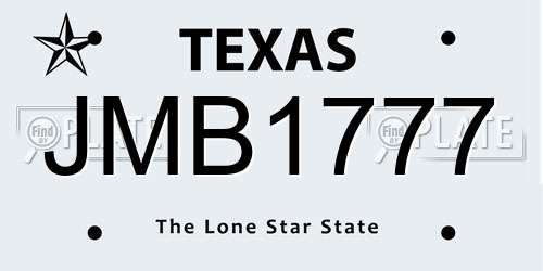 JMB1777 Texas License Plate