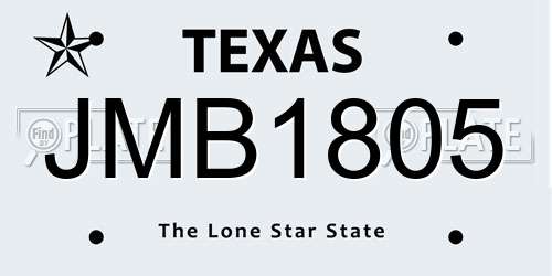 JMB1805 Texas License Plate