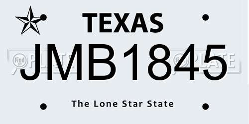 JMB1845 Texas License Plate