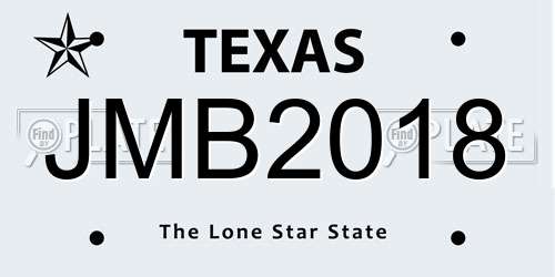 JMB2018 Texas License Plate
