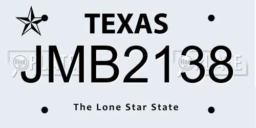 JMB2138 Texas License Plate