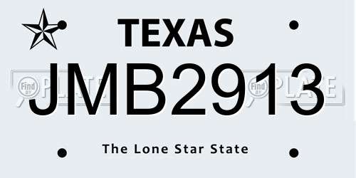 JMB2913 Texas License Plate