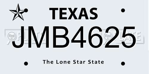JMB4625 Texas License Plate