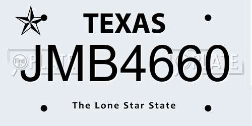 JMB4660 Texas License Plate