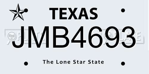 JMB4693 Texas License Plate