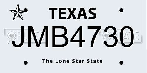 JMB4730 Texas License Plate