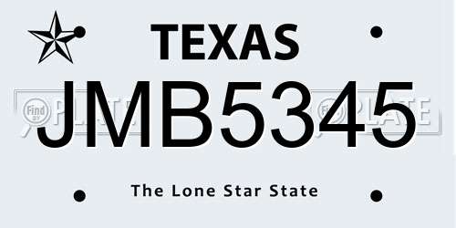 JMB5345 Texas License Plate