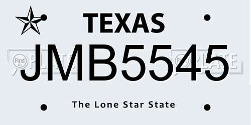 JMB5545 Texas License Plate