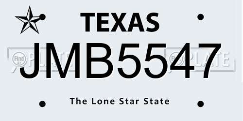 JMB5547 Texas License Plate