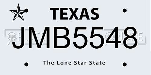 JMB5548 Texas License Plate