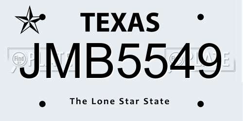 JMB5549 Texas License Plate