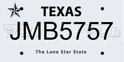 JMB5757 Texas License Plate