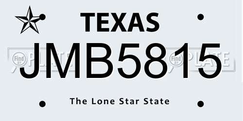 JMB5815 Texas License Plate