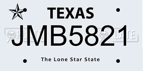 JMB5821 Texas License Plate