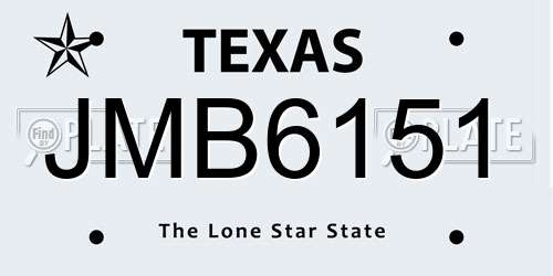 JMB6151 Texas License Plate
