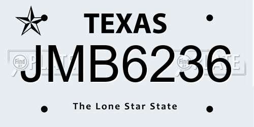JMB6236 Texas License Plate