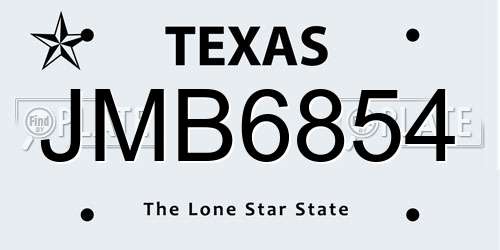 JMB6854 Texas License Plate