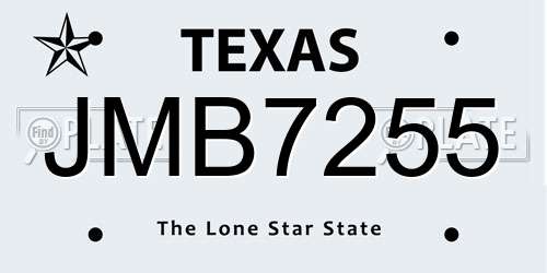 JMB7255 Texas License Plate
