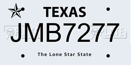 JMB7277 Texas License Plate