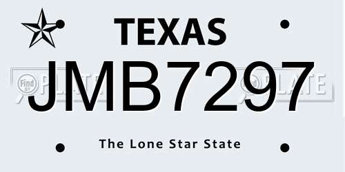 JMB7297 Texas License Plate