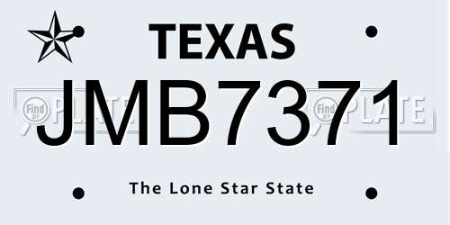 JMB7371 Texas License Plate