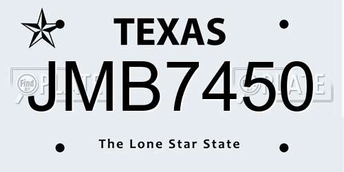 JMB7450 Texas License Plate