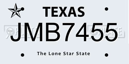 JMB7455 Texas License Plate